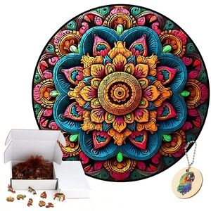 Colorful Mandala Wooden Puzzle Medium A4